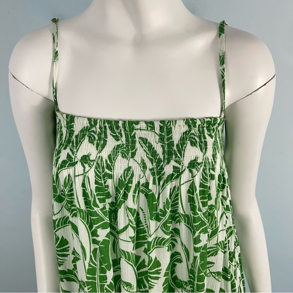 WeWoreWhat Smocked Midi Dress Size Small Vacation Resort Green Tropical Floral - Picture 3 of 13